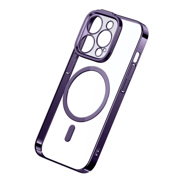 Чохол та захисне скло Baseus Glitter Magnetic with Cleaning Kit для iPhone 14 Pro Purple with MagSafe (ARMC010805)