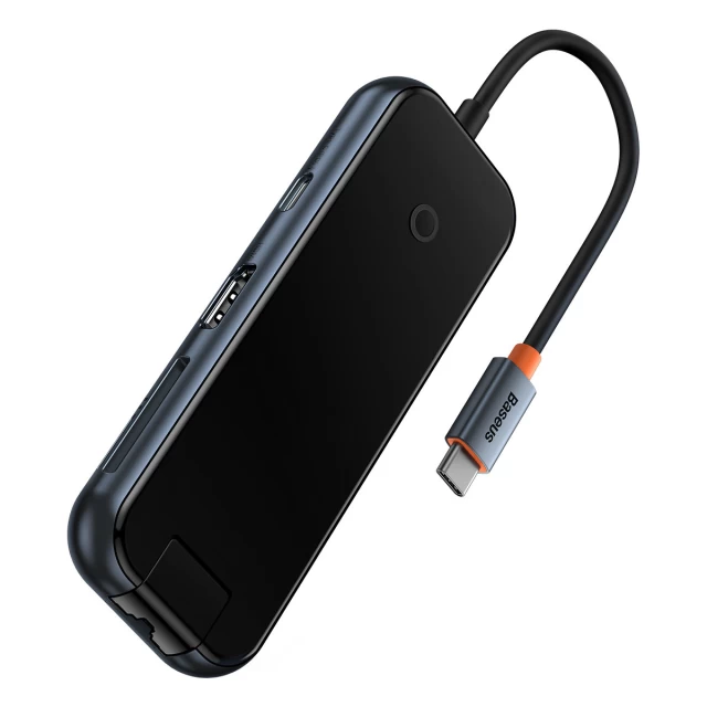 USB-хаб Baseus AcmeJoy 8-in-1 USB-C to 3xUSB-A/USB-C/Ethernet/HDMI/SD/TF Dark Grey (WKJZ010613)