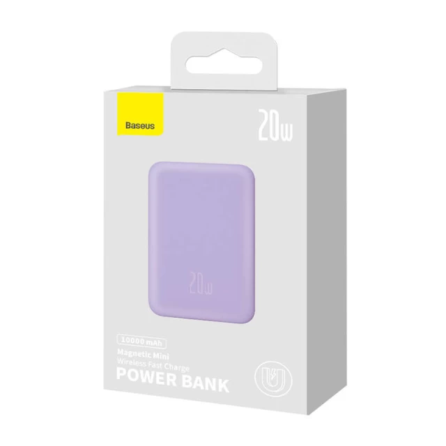 Портативное зарядное устройство Baseus Magnetic Mini with USB-C to USB-C Cable 10000 mAh 20W Purple with MagSafe (PPCX110105)