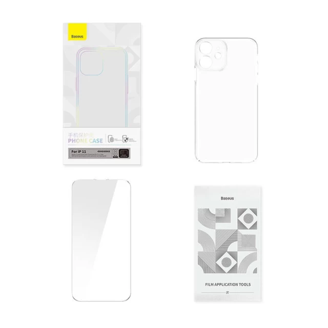 Чохол та захисне скло Baseus Crystal Clear with Cleaner Kit для iPhone 11 Transparent (ARSJ000002)