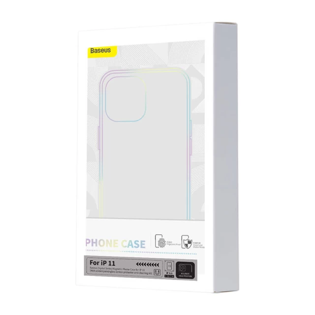 Чохол та захисне скло Baseus Magnetic Crystal Clear with Cleaner Kit для iPhone 11 Transparent with MagSafe (ARSJ010002)