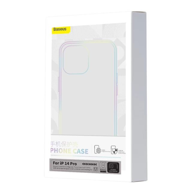 Чехол и защитное стекло Baseus Crystal Magnetic Glass для iPhone 14 Pro Transparent with MagSafe (ARSJ011002)