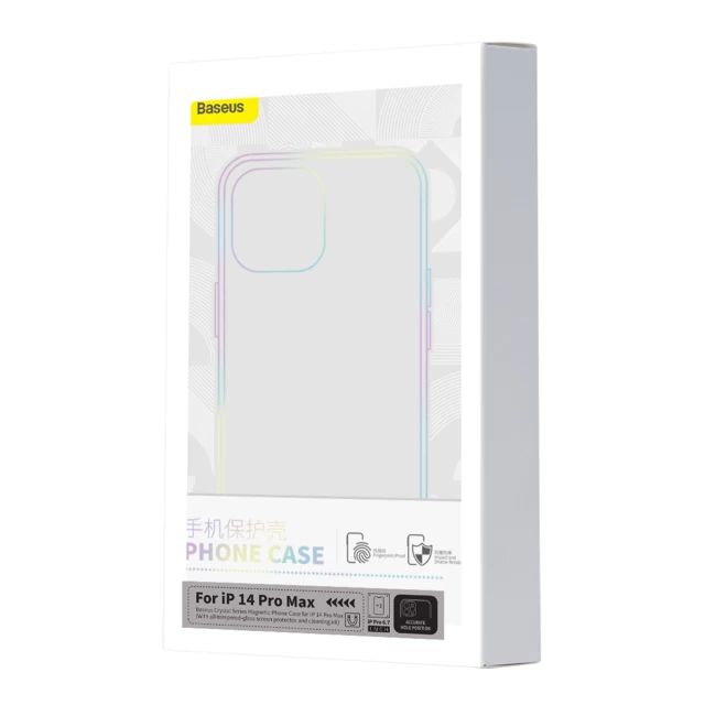 Чохол Baseus Crystal Magnetic Case with Transparent Glass для iPhone 14 Pro Max Transparent with MagSafe (ARSJ011202)