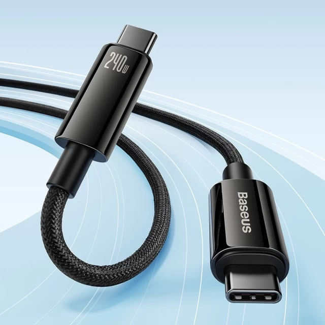 Кабель Baseus Tungsten Gold USB-C to USB-C QC PD 3.1 480Mb/s 240W 2 m Black (CAWJ040001)