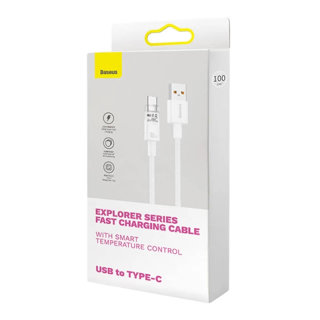 Кабель Baseus Explorer FC USB-A to USB-C 6A 1m White (CATS010402)