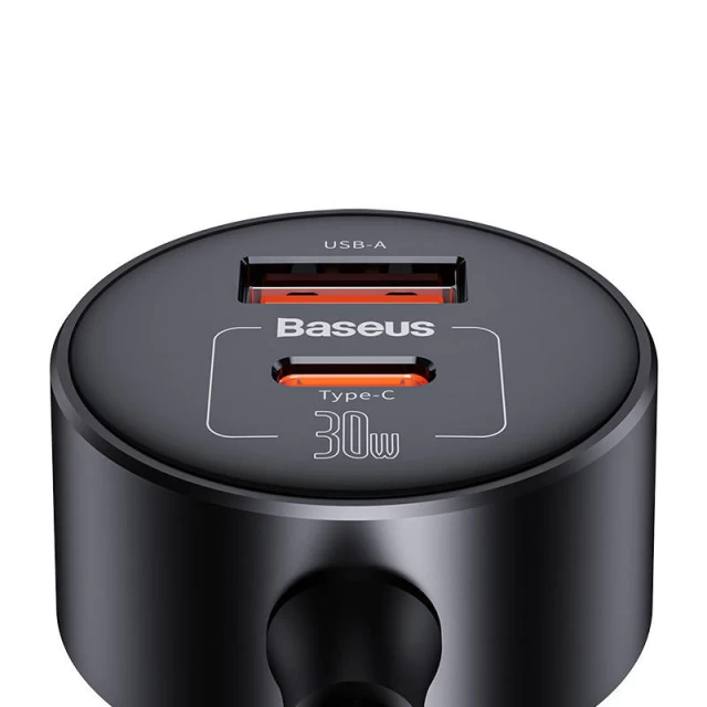 Автомобільний зарядний пристрій Baseus 2-in-1 High Efficiency Pro 30W Black (C00455300121-00)