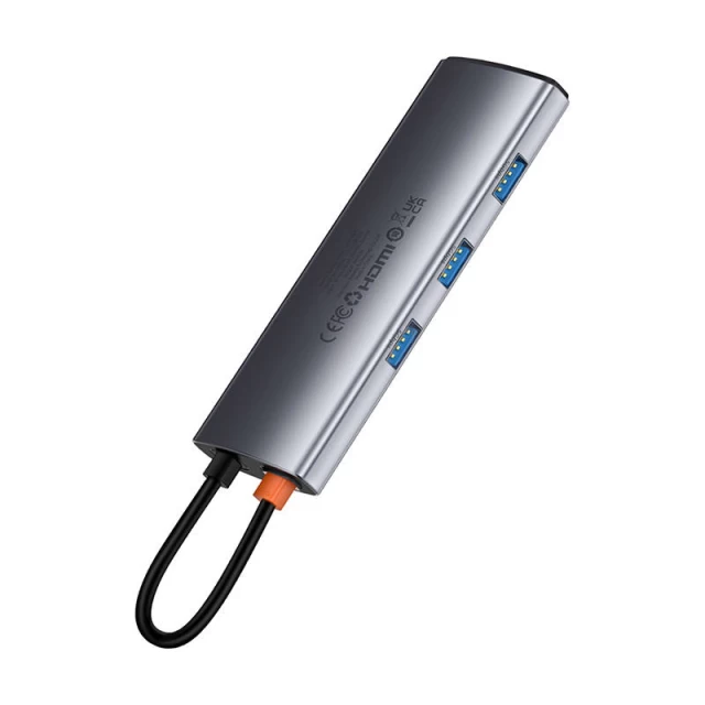 USB-хаб Baseus 7-in-1 Gleam USB-C to HDMI | 3x USB-A | PD | SD/TF (B00030708811-00)