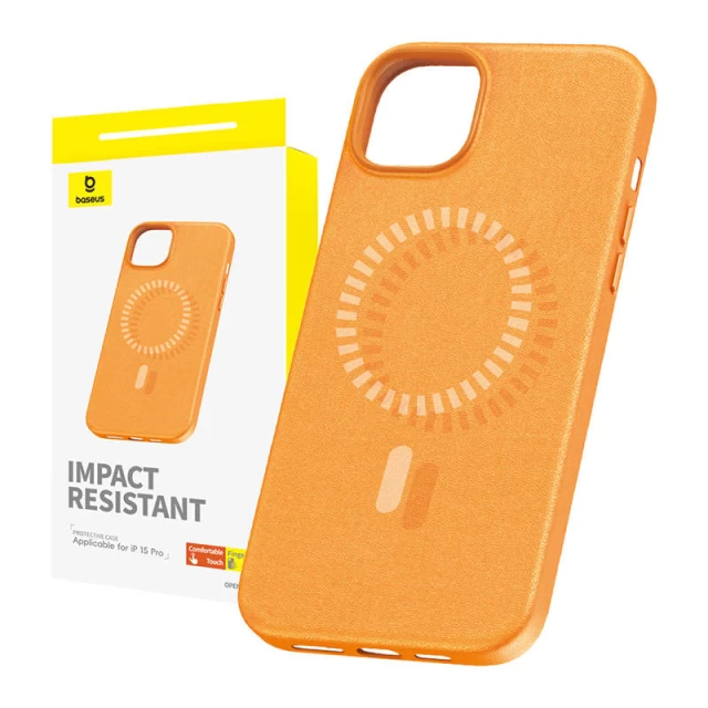 Чохол Baseus Fauxther для iPhone 15 Pro Orange with MagSafe (P60157305713-01)