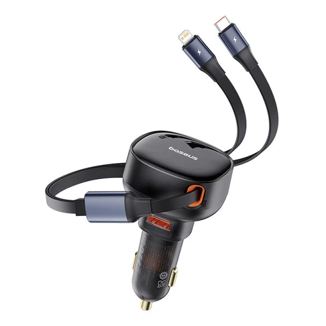 Автомобильное зарядное устройство Baseus Enjoyment USB-A with USB-C | Lightning Cable 60W Black (C00057802111-02)