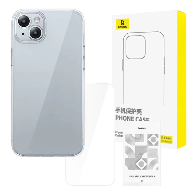 Чехол и защитное стекло Baseus Clear Case для iPhone 15 (P60115400201-00)