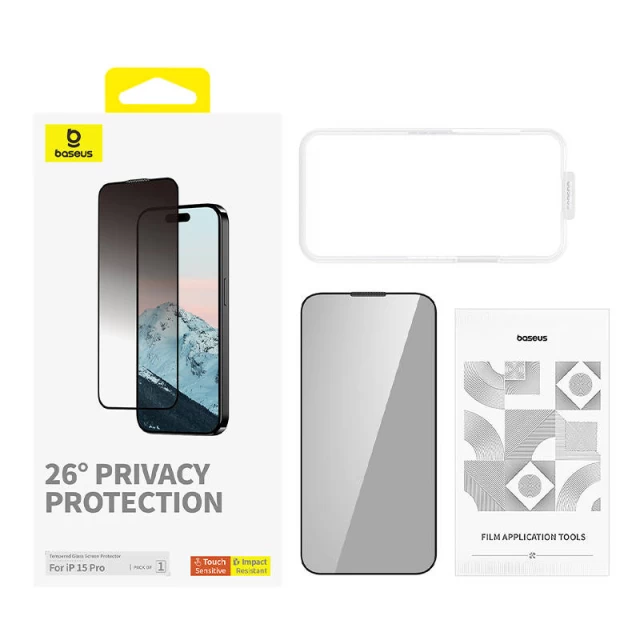 Защитное стекло Baseus Diamond для iPhone 15 Pro Privacy (P60057405203-01)
