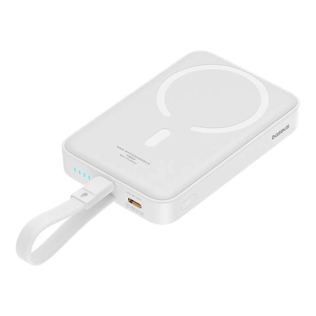 Портативний зарядний пристрій Baseus Magnetic Mini with USB-C to USB-C Cable 0.3m 10000 mAh 20W White with MagSafe (P10022109223-00)