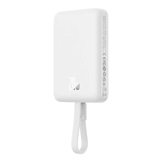 Портативний зарядний пристрій Baseus Magnetic Mini with USB-C to USB-C Cable 0.3m 10000 mAh 20W White with MagSafe (P10022109223-00)