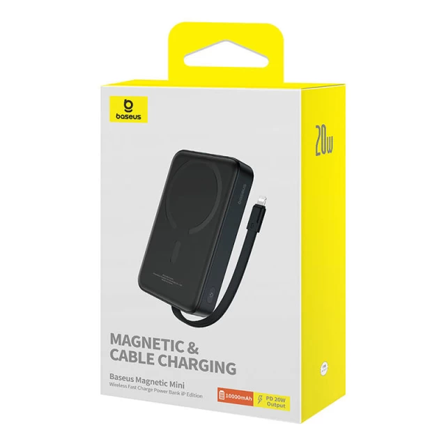 Портативное зарядное устройство Baseus Magnetic Mini with USB-C to USB-C Cable 0.3m 10000 mAh 20W Black with MagSafe (P10022109113-00)