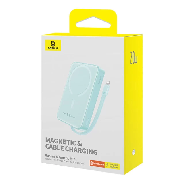 Портативний зарядний пристрій Baseus Magnetic Mini with USB-C to USB-C Cable 0.3m 10000 mAh 20W Blue with MagSafe (P10022109333-00)