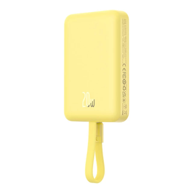 Портативний зарядний пристрій Baseus Magnetic Mini with USB-C to USB-C Cable 0.3m 10000 mAh 20W Yellow with MagSafe (P10022109Y23-00)