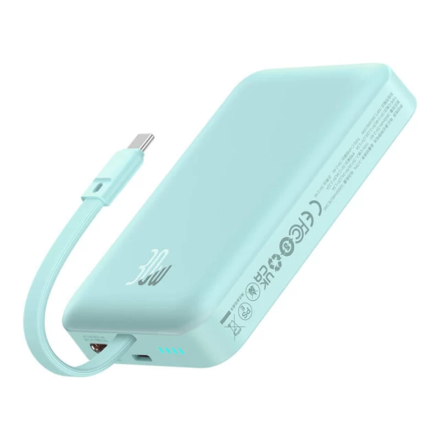 Портативное зарядное устройство Baseus Magnetic Mini with USB-C to USB-C Cable 0.3m 10000 mAh 30W Blue with MagSafe (P1002210B333-00)