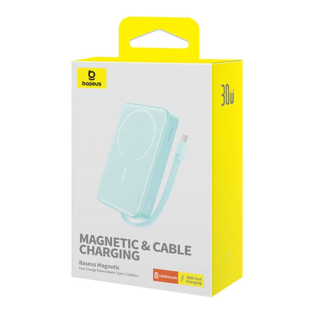 Портативний зарядний пристрій Baseus Magnetic Mini with USB-C to USB-C Cable 0.3m 10000 mAh 30W Blue with MagSafe (P1002210B333-00)