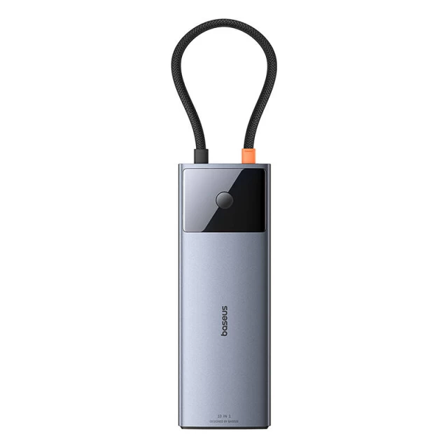 USB-хаб Baseus 10-in-1 Metal Gleam Series USB-C to USB-C PD | USB-C | 3x USB-A | HDMI | AUX | RJ-45 | SD/TF Gray (B00061800813-00)