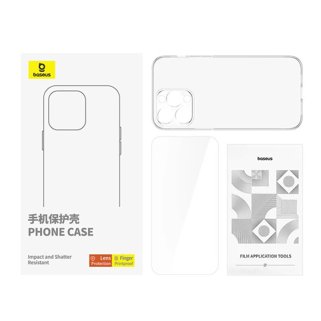 Чехол и защитное стекло Baseus Clear Case для iPhone 14 Pro (P60115401201-00)
