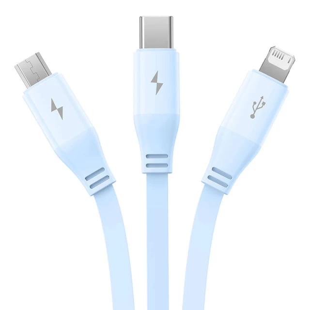 Кабель Baseus 3-in-1 USB-A to USB-C | USB-M | Lightning 3.5A 1.1m Blue (P10362900311-00)