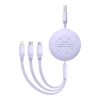 Кабель Baseus 3-in-1 USB-A to USB-C | USB-M | Lightning 3.5A 1.1m Purple (P10362900511-00)