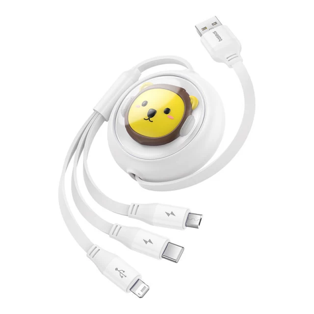 Кабель Baseus 3-in-1 USB-A to USB-C | USB-M | Lightning 3.5A 1.1m White (P10362900211-00)