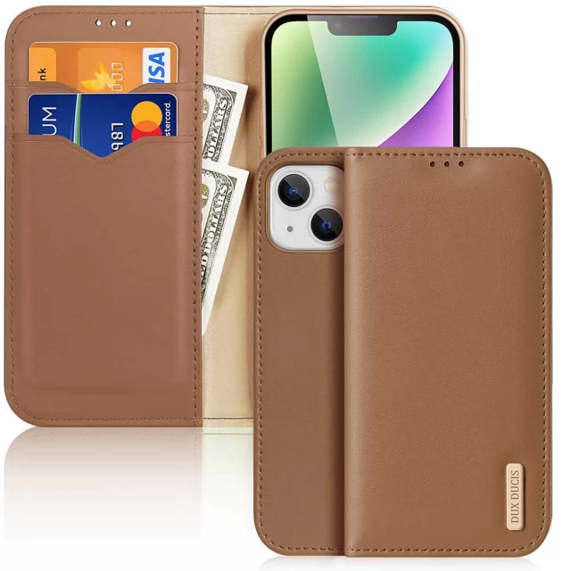 Чехол-книжка Dux Ducis Hivo RFID Blocking для iPhone 15 Plus Brown (6934913025512)