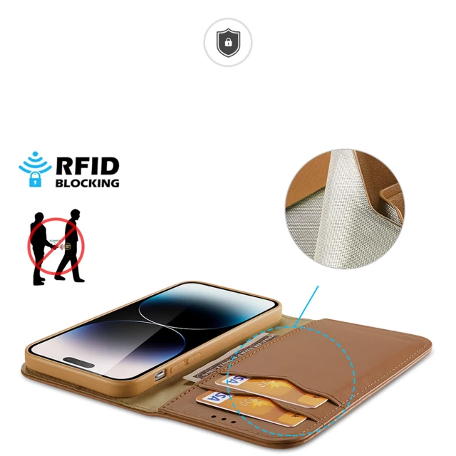 Чехол-книжка Dux Ducis Hivo RFID Blocking для iPhone 15 Pro Max Brown (6934913025574)
