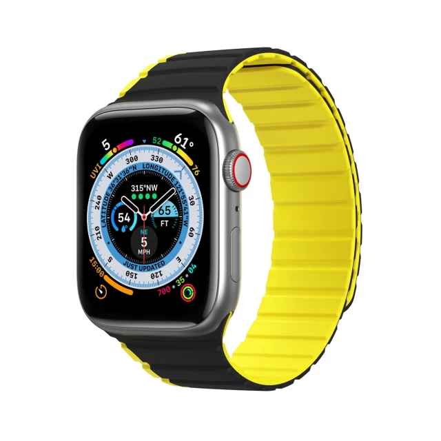Ремешок Dux Ducis LD для Apple Watch 49 | 45 | 44 | 42 mm Black Yellow (6934913027899)