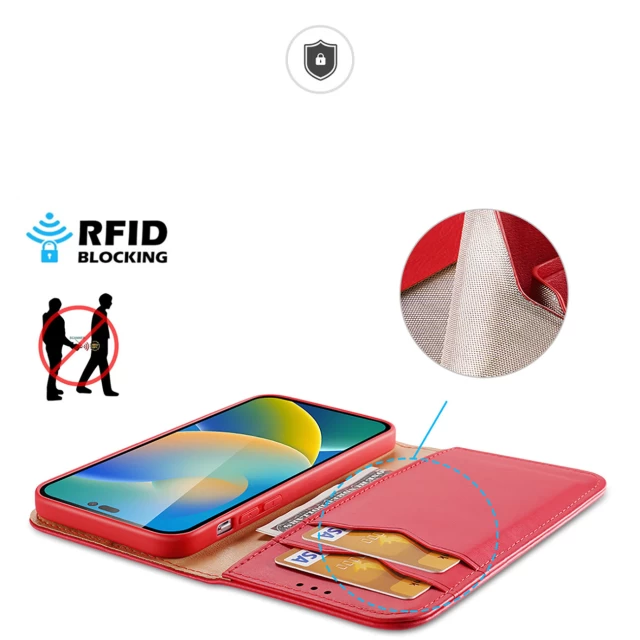 Чехол Dux Ducis Hivo Leather Flip Wallet для iPhone 14 Pro Max Red (6934913033074)