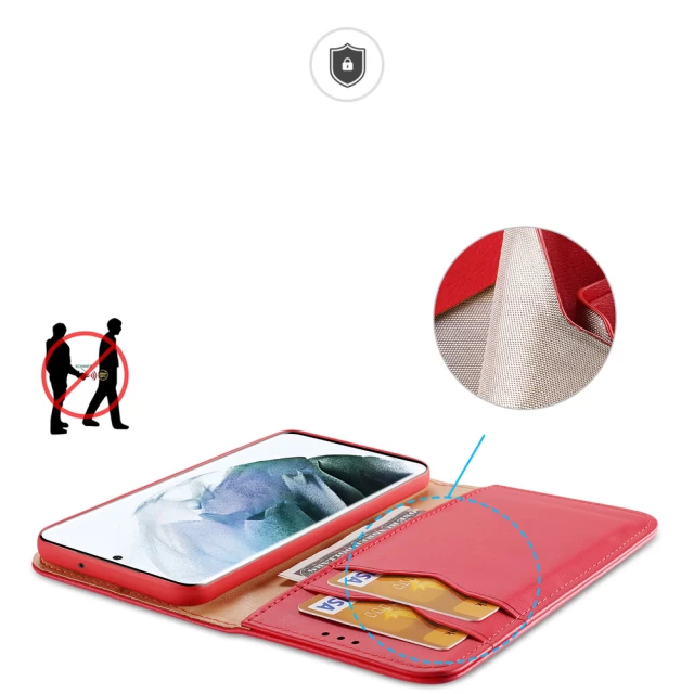 Чехол Dux Ducis Hivo Leather Flip Wallet для Samsung Galaxy S22 Ultra Red (6934913043684)