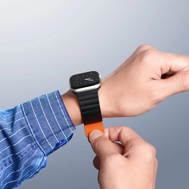 Ремешок Dux Ducis Magnetic Strap для Apple Watch 41 | 40 | 38 mm Black Orange (Chain Version) (6934913044728)