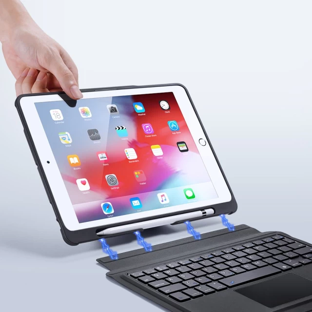 Складная Bluetooth-клавиатура Dux Ducis Domo Lite Smart Sleep Tablet Stand для iPad 10.2 2021 | 2020| 2019 Black (6934913061527)