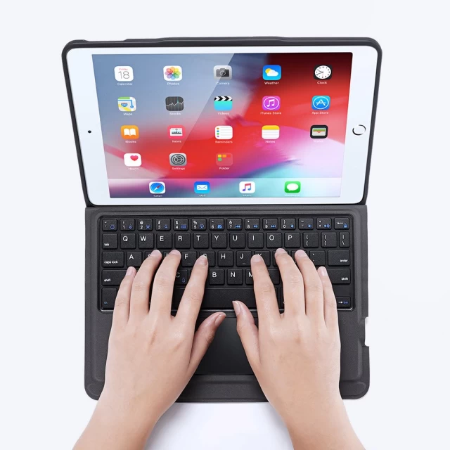Складная Bluetooth-клавиатура Dux Ducis Domo Lite Smart Sleep Tablet Stand для iPad 10.2 2021 | 2020| 2019 Black (6934913061527)