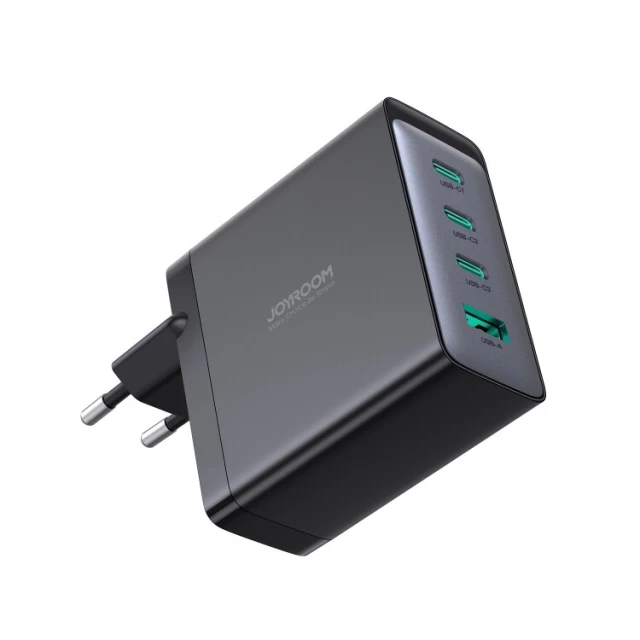 Сетевое зарядное устройство Joyroom 100W 3xUSB-C | USB-A with USB-C to USB-C Cable 1.2m Black (JR-TCG04EU)