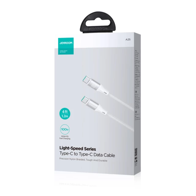 Кабель Joyroom Light-Speed ​​​​Series SA25-CC5 USB-C to USB-C 100W 1.2m White (6941237102683)
