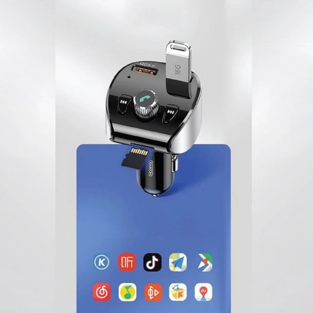 Автомобільний зарядний пристрій Joyroom Quick Charge FM Transmitter Bluetooth 5.0 MP3 micro SD/2x USB-A 18W 3A Black (JR-CL02)