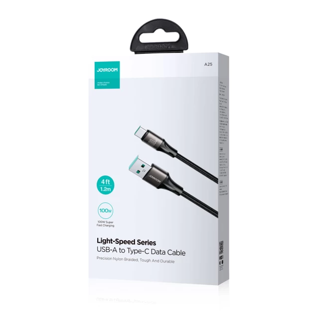 Кабель Joyroom Light-Speed ​​Series SA25-AC6 USB-A to USB-C 100W 1.2m Black (6941237109989)