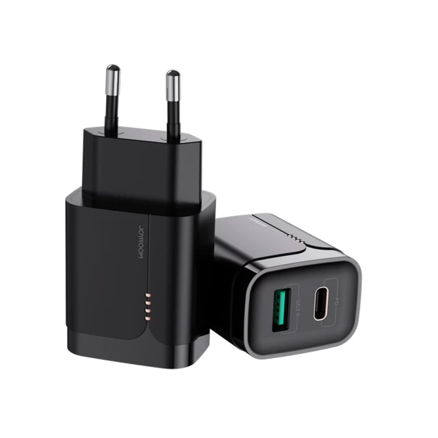 Сетевое зарядное устройство Joyroom QC 18W USB-C | USB-A Black (L-QP182)