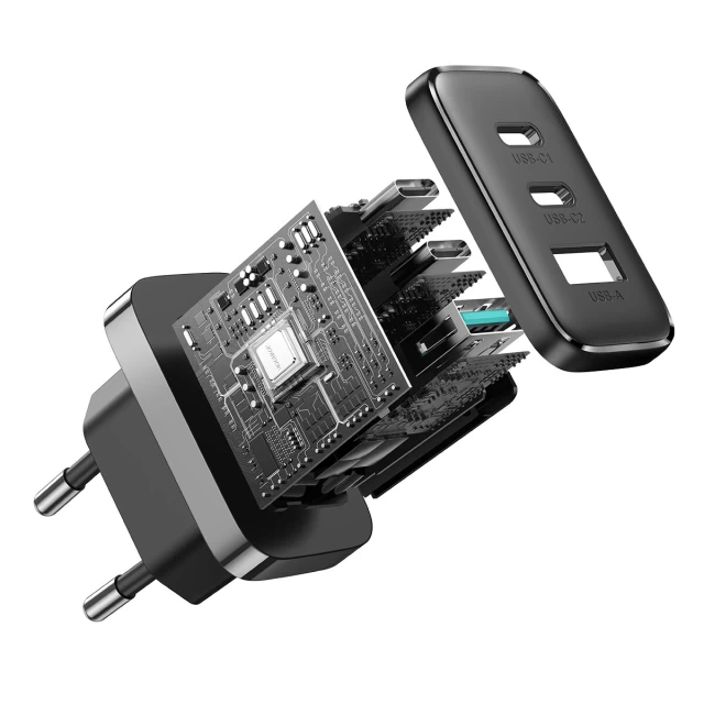 Сетевое зарядное устройство Joyroom FC 32W 2xUSB-C | USB-A Black (JR-TCF10)