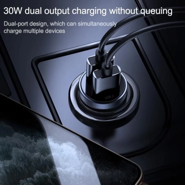 Автомобільний зарядний пристрій Joyroom Quick Charge 2x USB-A 30W 5A Black (C-A09)