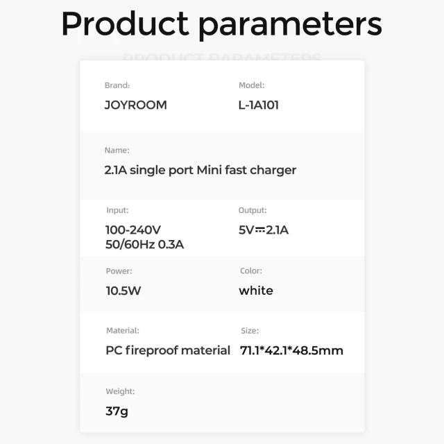 Мережевий зарядний пристрій Joyroom UK 10W USB-A White (L-1A101 UK)