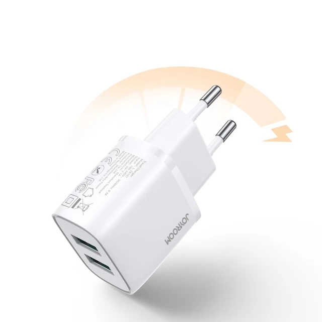 Сетевое зарядное устройство Joyroom 2x USB-A 2.1A White (L-2A101)