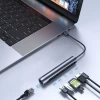 USB-хаб Joyroom 7-in-1 USB-C to 2x USB-A/HDMI/RJ-45/SD/micro SD 100W 15cm Gray (S-H111)