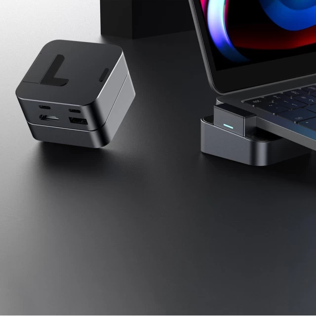 USB-хаб підставка Joyroom USB-C to USB-A/USB-C/RJ45/HDMI/Thunderbolt для MacBook Pro Grey (S-H121-GRAY)