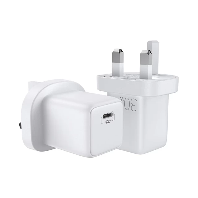 Мережевий зарядний пристрій Joyroom UK 30W USB-C White (L-P301-WH-UK)