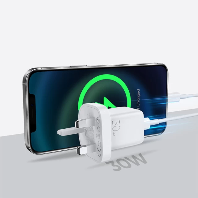 Мережевий зарядний пристрій Joyroom UK 30W USB-C White (L-P301-WH-UK)