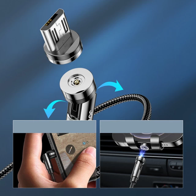 Магнітний кабель Joyroom 3-in-1 USB-A to Lightning/USB-C/micro USB 2.4A 1.2m Black (S-1224X2-LCM-BLACK)
