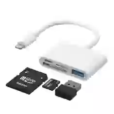 USB-хаб Joyroom Lightning to USB-A/SD/TF/Lightning White (S-H142-WHITE)